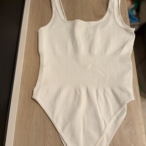 White Ribbed Kids One Piece